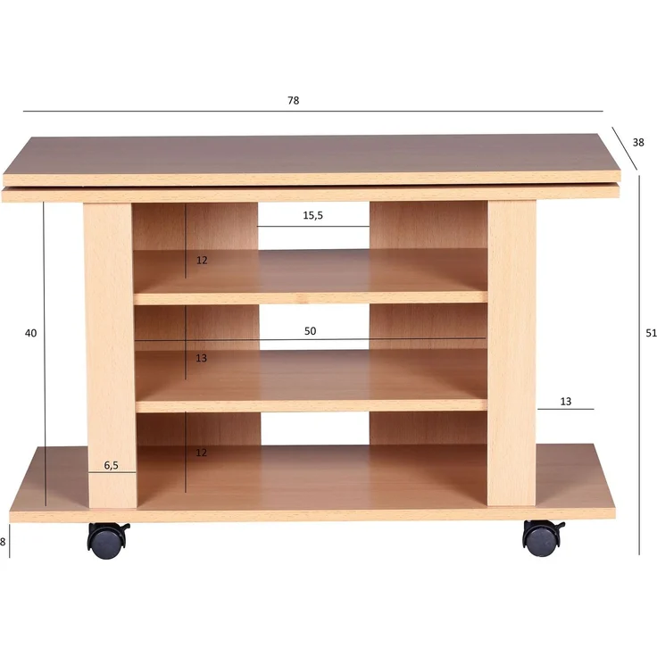 Fernsehschrank Drehbar auf Rollen | TV Bank 75 x 38 x 50 cm mit Drehteller für Fernseher – Bild 3