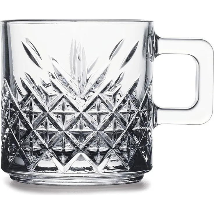 Pasabahce Timeless 2er-Gläser Set mit Henkel Teeglas Kaffeeglas Kristallglas-Optik Transparent 195ml