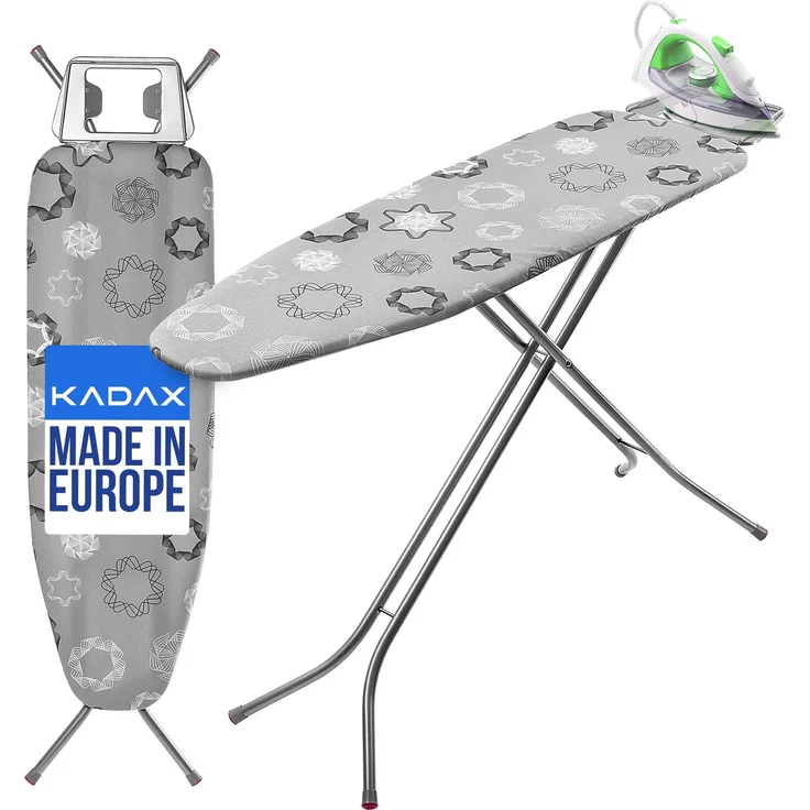 KADAX Bügelbrett 120 x 38 cm breit, Tischplatte, faltbarer Bügeleisenhalter