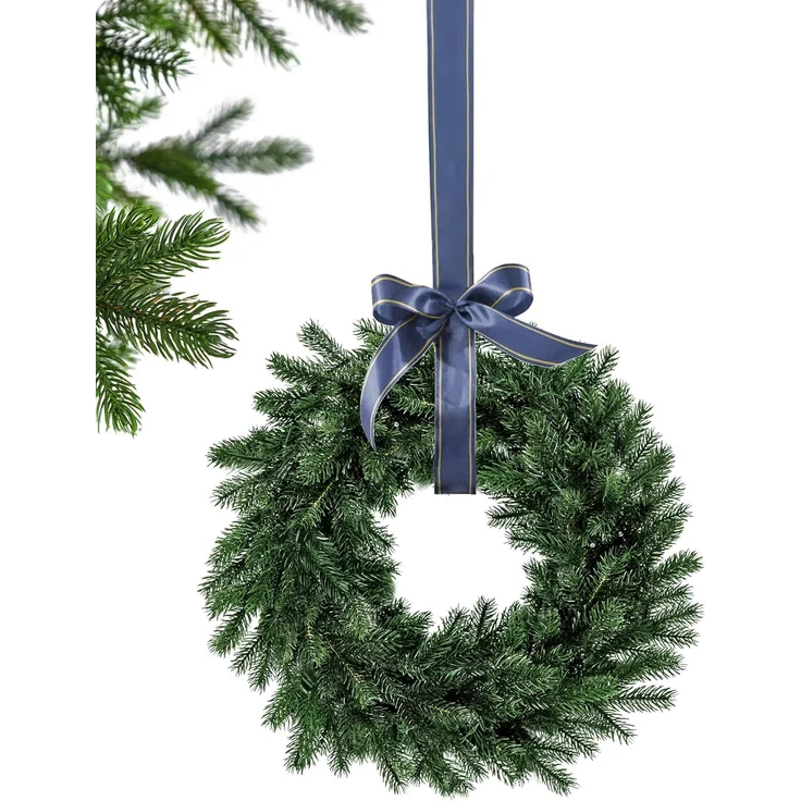 EveXmas Altair Premium Weihnachtskranz Grün 60 cm, künstlicher Türkranz, 136 Zweige, 816 PE-Spritzguss-Triebe, Doppelrahmen, 100% PE, flammhemmend – Bild 1