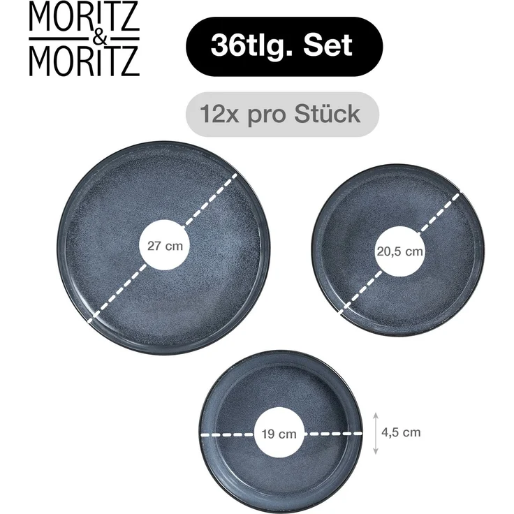 Moritz & Moritz VIDA 36tlg Geschirrset Blau – Bild 3