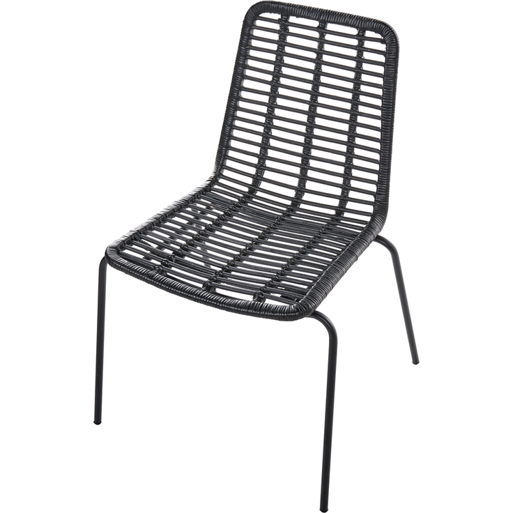 Esszimmerstuhl 2er Set TAOS Rattan Schwarz – Bild 6