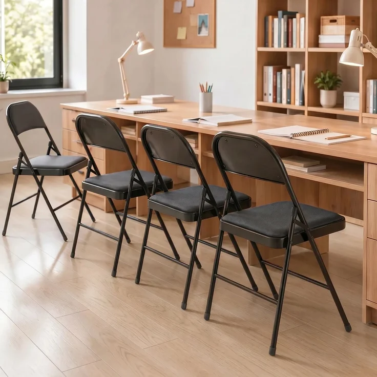 HOMCOM Klappstühle, Kunstleder, Stahl, Schwarz, 45L x 46B x 78H cm – Bild 9