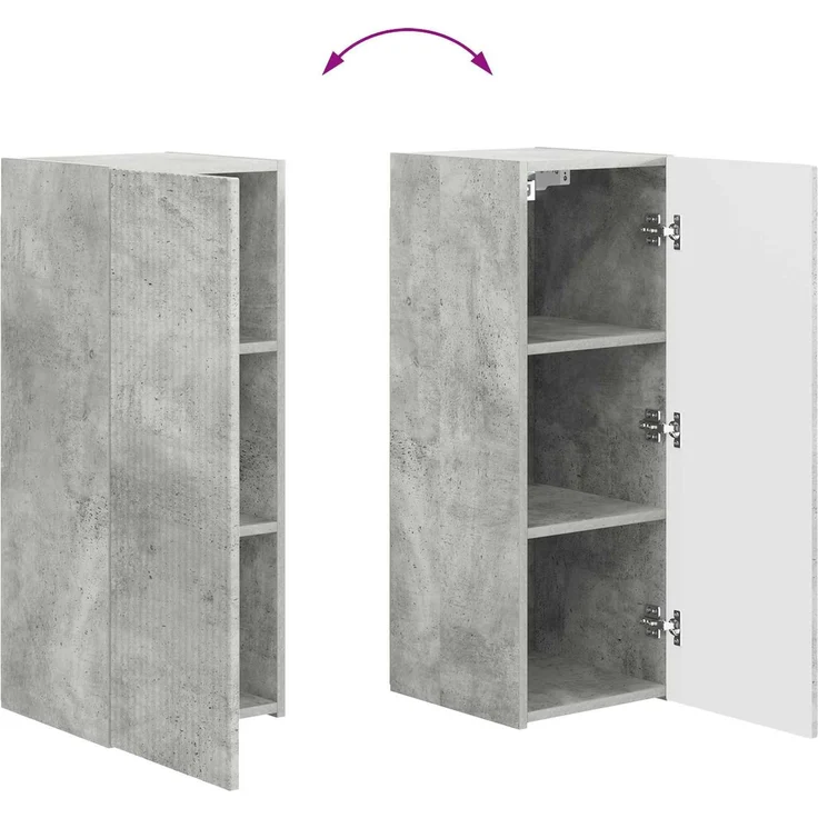 vidaXL TV-Wandregal-Set Wandmontiert 4 pcs Beton Grau Holzwerkstoff 3408919 – Bild 11