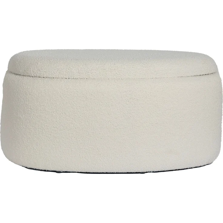 Sitzhocker mit Stauraum oval 81cm Stoff Creme abnehmbarer Deckel gepolstert modern – Bild 6