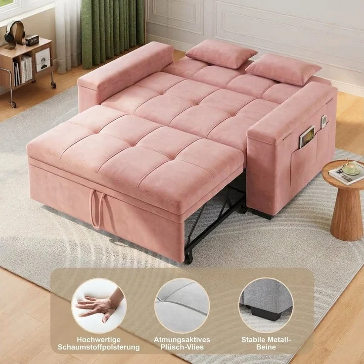 Bealife Schlafsofa 2-Sitzer, Drei verstellbare Rückenlehnenwinkel, B:157CM, Tagsüber Sofa, nachts Gästebett – Bild 4