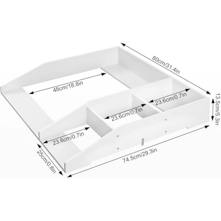 WOLTU Wickelaufsatz, für Kommode mit Tiefe 47,5-50 cm Breite ab 80 cm, Wickeltischaufsatz mit Trennfach, mit Sicherheitsgurt, 80 x 13,5 x 74,5 cm, Weiß, WT017ws – Bild 3