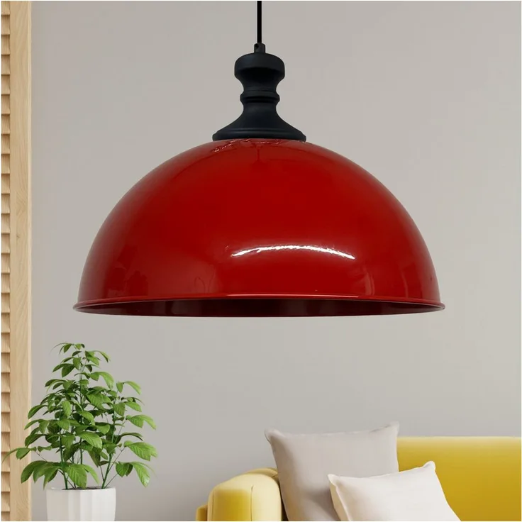 Bamyum Pendelleuchte Industrielle Metall Pendellampe Rot-Schwarz, 40 cm, ohne Leuchtmittel