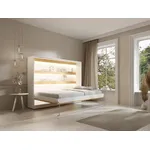 Vente-unique - RAPILI Bett Holz, Platte BeigeWeiß - B 50 cm179,2 cm x H 165,2 cm x L 219 cm