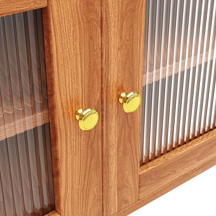 Restaurant-Hochschrank (145 x 39 x 171 cm), modernes und schlichtes Design, mit Changhong-Glastür, Weinglasregal, mehrschichtigem Stauraum, Holzstruktur und Golddekoration, geeignet für Restaurants--Walnussbraun--145x39x171cm--YOUDENOVA – Bild 6