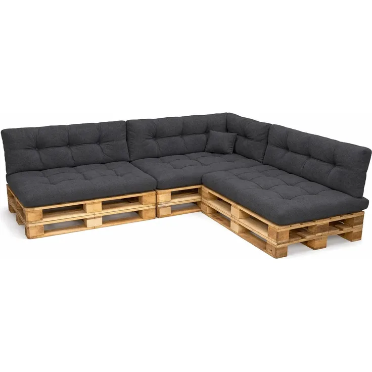 POKAR Palettenkissen Palletenauflagen Palettenpolster Palettensofa Palettenmöbel 8er Set: Sitzkissen 120x80 + Rückenlehne 120x40, Anthrazit