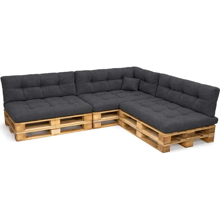 POKAR Palettenkissen Palletenauflagen Palettenpolster Palettensofa Palettenmöbel 8er Set: Sitzkissen 120x80 + Rückenlehne 120x40, Anthrazit