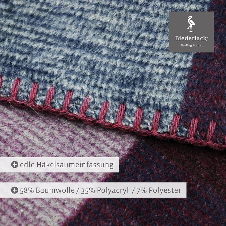 Wohndecke Purple Geometric, lila Sofadecke in 150x200, Decke aus Baumwoll-Mix, Biederlack, Made in Germany – Bild 6