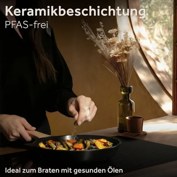 ZWIEGER Keramik Pfannenset ohne PTFE und PFOA – Pfannen PFAS frei, Aluguss, für alle Herdarten (inklusive Induktion) geeignet - Keramikbeschichtung, 28 cm, 24 cm und 20 cm – Bild 3
