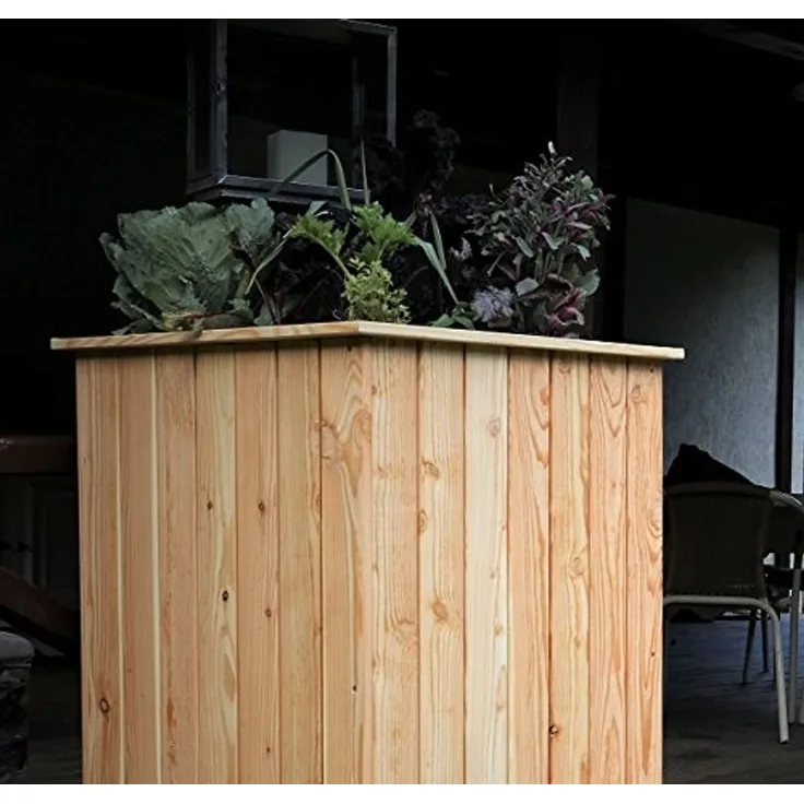 Hochbeet 5 60 x 60 x 100 cm aus 16 mm Lärchenholz mit Pflanzenvlies und Boden