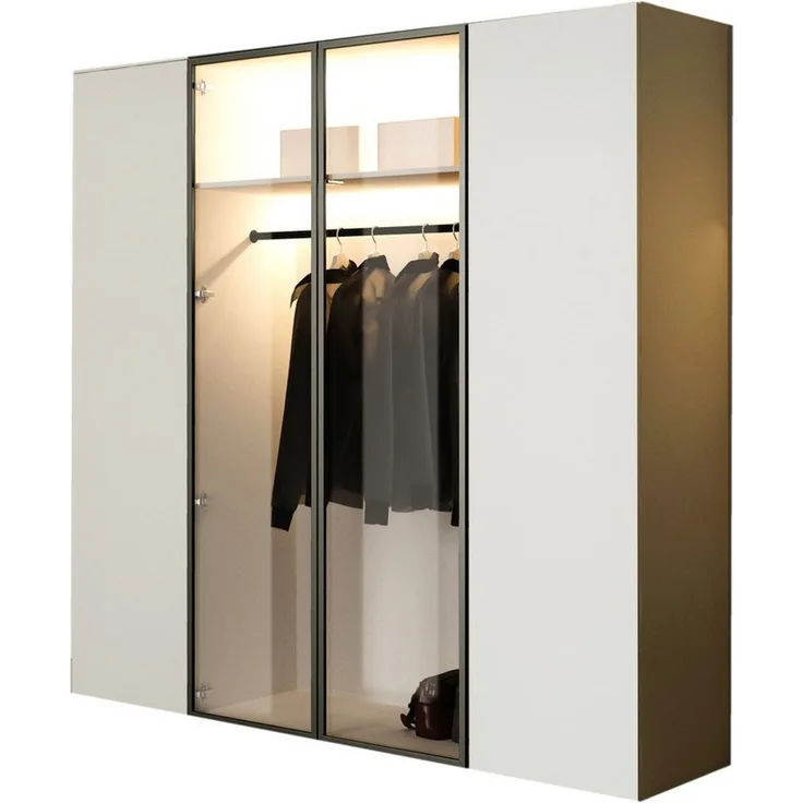 Compleo Kleiderschrank Drehtürenschrank, Designer-Schrank mit modernem Look STELLS LED-Beleuchtung, Push to open Funktion