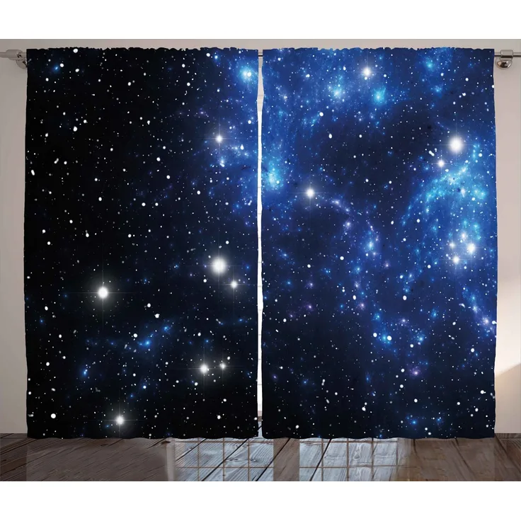 Abakuhaus Gardine Schlafzimmer Kräuselband Vorhang mit Schlaufen und Haken, Konstellation Space Star Nebel