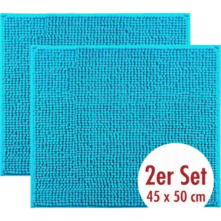 OTTO home Badematte Vanessa Chenille, Standard & Premium, 15mm oder 20mm, auch als 2er Set, rutschhemmend beschichtet, schnell trocknend, strapazierfähig, fußbodenheizungsgeeignet, Polyester, rechteckig, 2-tlg. 45 cm x 50 cm, Uni Farben, besonders weic... – Bild 1