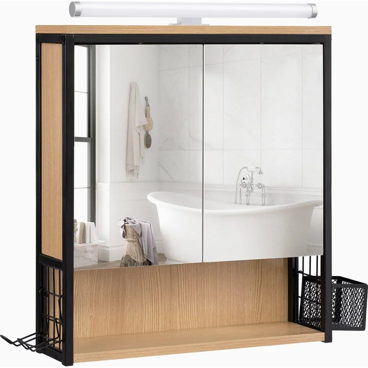 EUGAD Spiegelschrank (1-St) mit Beleuchtung hängend aus MDF Metall – Bild 5