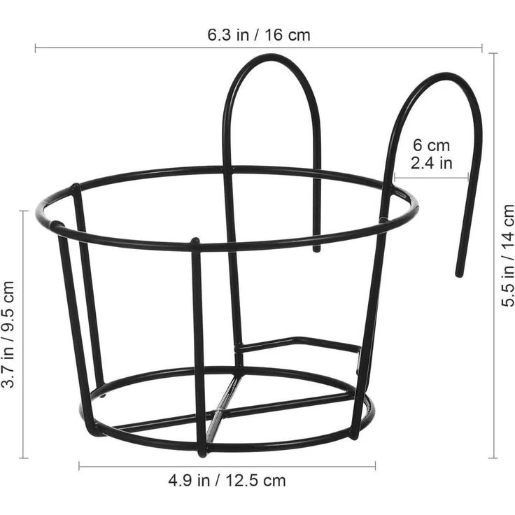 Balkon Blumen Topf Halter, 5 StüCk, Eisen, Platzsparend, Schwarz – Bild 6