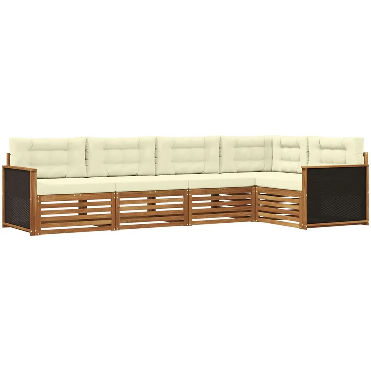 vidaXL Outdoor-Sofagarnitur 5 stk. Natur und Creme Polyester 3383343 – Bild 2