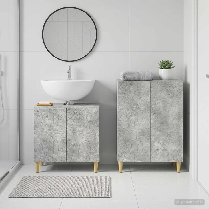 vidaXL 2-teiliges Badezimmer Schrank Set DELFT Betongrau Holzwerkstoff 3417624