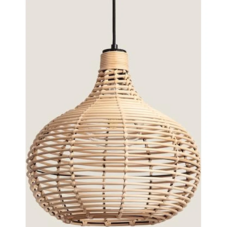 LEDKIA LIGHTING Pendelleuchte Ratán Yantai, E27, 38 cm hoch, natürliche Rattan-Verarbeitung, leicht und robust – Bild 3