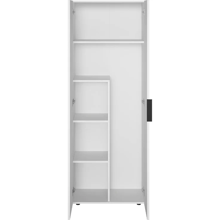 Bellamio 'Lurio' Mehrzweckschrank, weiß mit schwarzem Griff, 176x33x60 cm, Besenschrank mit Staubsaugerfach – Bild 9