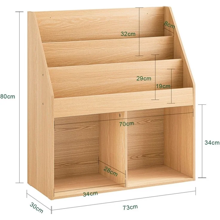 SoBuy KMB01-N Kinderregal, Spanplatte, Melamin, Helle Eiche, 63 x 90 x 30 cm – Bild 3