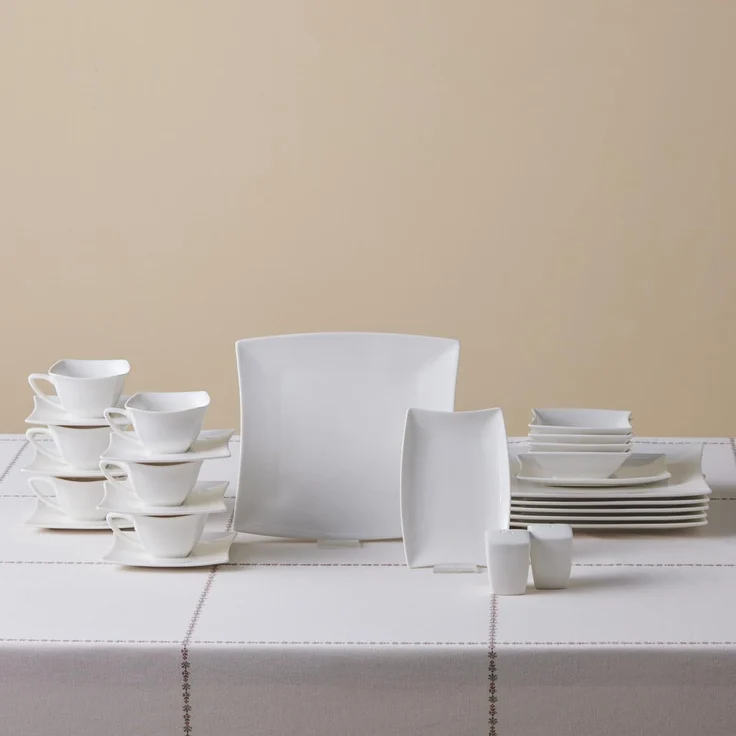 Karaca Frühstücksteller Perfect White 32 Teilig Porzellan Geschirrset Frühstücksset Weiß, Porzellan Kombiservice Kombigeschirr Geschirrset Tafelservice – Bild 2