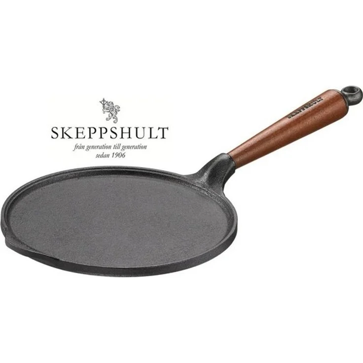 Skeppshult Pfannkuchenpfanne Gusseisen 23 cm mit Walnussholzgriff - 20 bis 24 cm - Schwarz – Bild 2