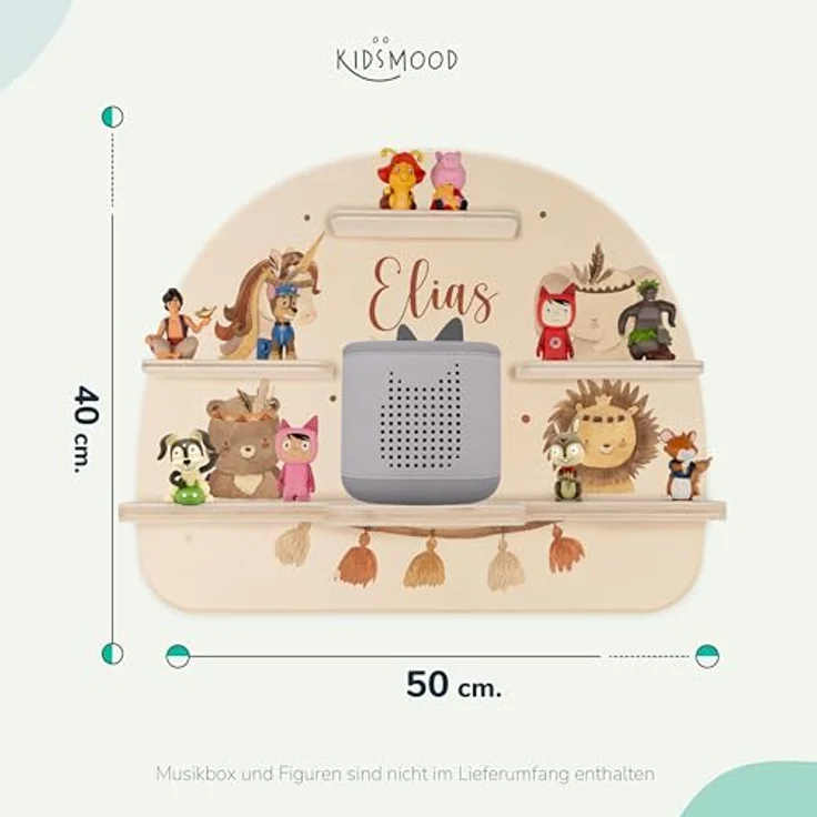 Kidsmood - Tonie Regal personalisiert mit Namen – Wandregal für Toniebox 2 & Figuren | Abgerundete Ecken & Kanten Inkl. Metallplättchen für Tonie Hörfiguren | Kinderzimmer Regal für Mädchen & Jungen – Bild 3