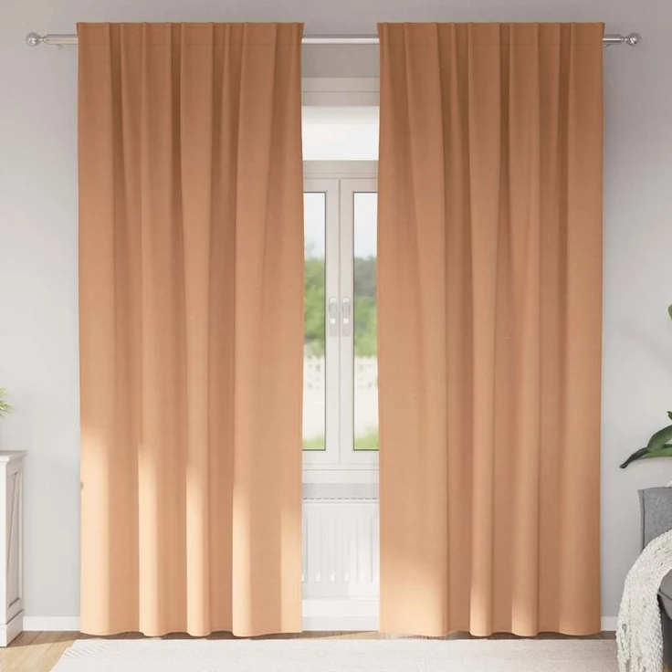vidaXL Verdunkelungs-Vorhänge mit Ringen 2 stk. Hellbraun 260 x 140 cm 4107482 – Bild 1