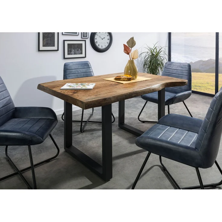 Baumtisch Mango 140x90x77 natur lackiert / U-Beine anthrazit matt FREEFORM 5 – Bild 9