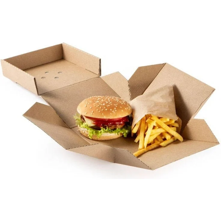 20 Burgerboxen, Pappe "pure" 10 cm x 13 cm x 13 cm braun faltbar, klein – Bild 2