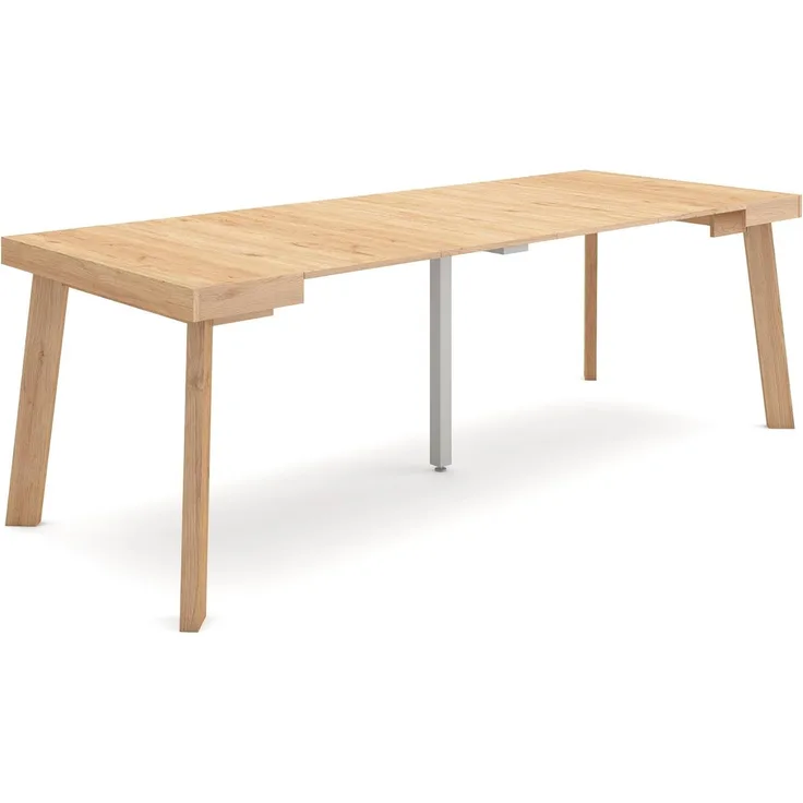 Skraut Home | Ausziehbarertisch | Multifunktionaler ausziehbarer | 220 | Für 10 Gäste | Hölzerne Beine | Moderner Stil | Eiche