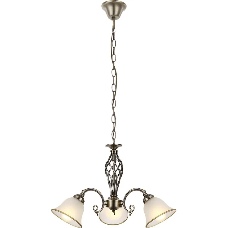 Hängelampe, Lüster, Altmessing, 3-flammig, D 60 cm