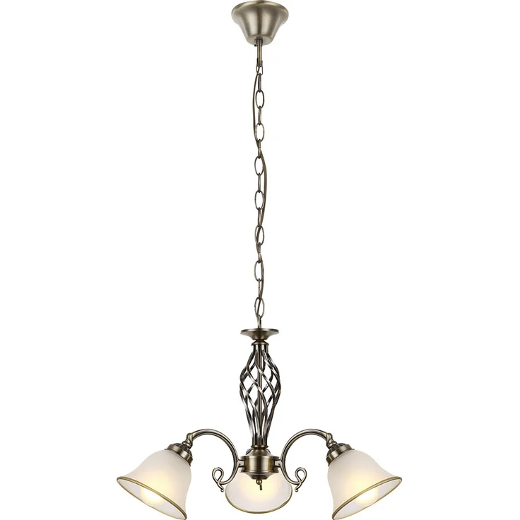 Hängelampe, Lüster, Altmessing, 3-flammig, D 60 cm – Bild 1