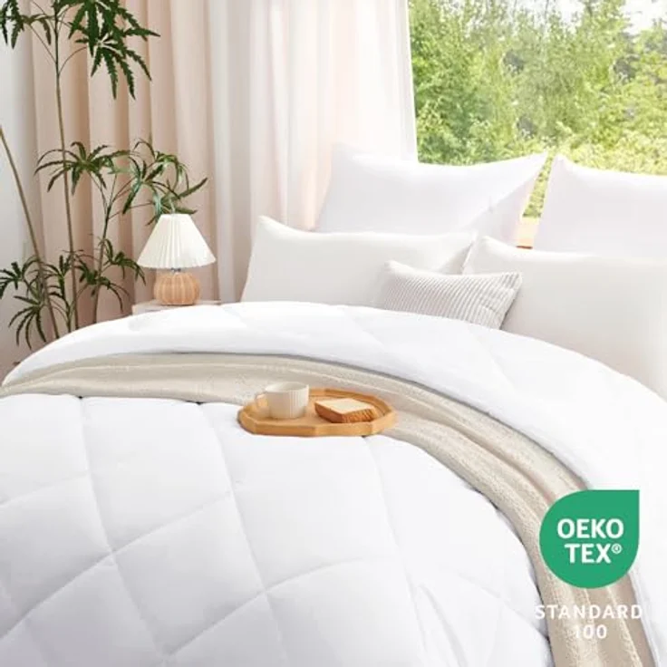 WAVVE Bettdecke 200x200 cm Ganzjahresdecke 4 Jahreszeiten, Steppdecke 300gsm Mikrofaser 200x200 cm, Super Weiche Zudecke Schlafdecke Atmungsaktive 200x200 Weiß – Bild 5