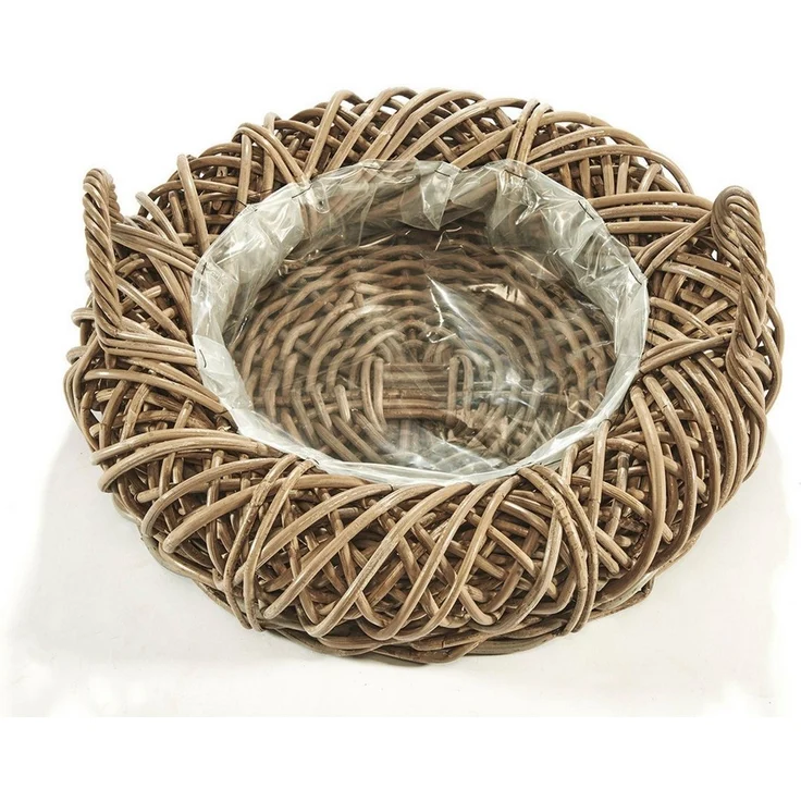 Kobolo Pflanzkübel Pflanzschale aus Rattan in Kubu grey mit Folie – Bild 3