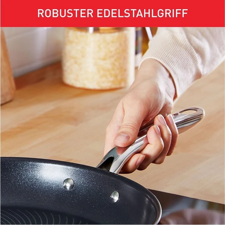 Tefal Wok Infinite 28 cm, Edelstahl 18/10, Edelstahl, 28 cm Ø, Induktion, Edelstahl Griff, Temperaturindikator – Bild 3
