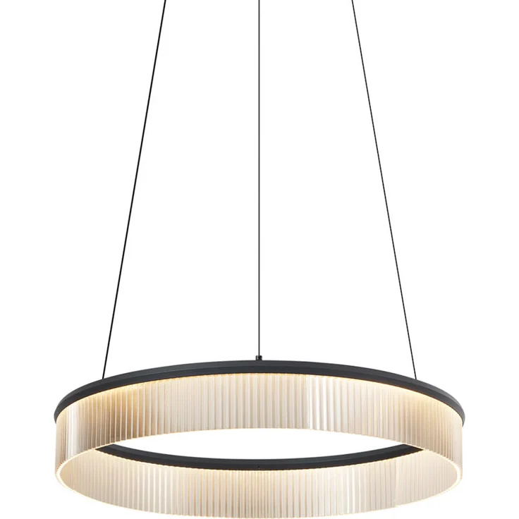 QAZQA Anello Chandelier, Moderne Hängelampe schwarz 59 cm mit dimmbarer LED-Beleuchtung