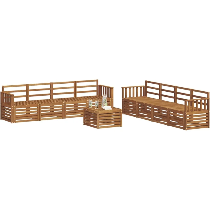 vidaXL Outdoor-Sofagarnitur 9 stk. 8-Sitzer Natur Massivholz Akazie 3374559 – Bild 3