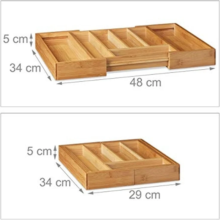 Excellent Houseware ausziehbare Besteckablage Bambus – Bild 4