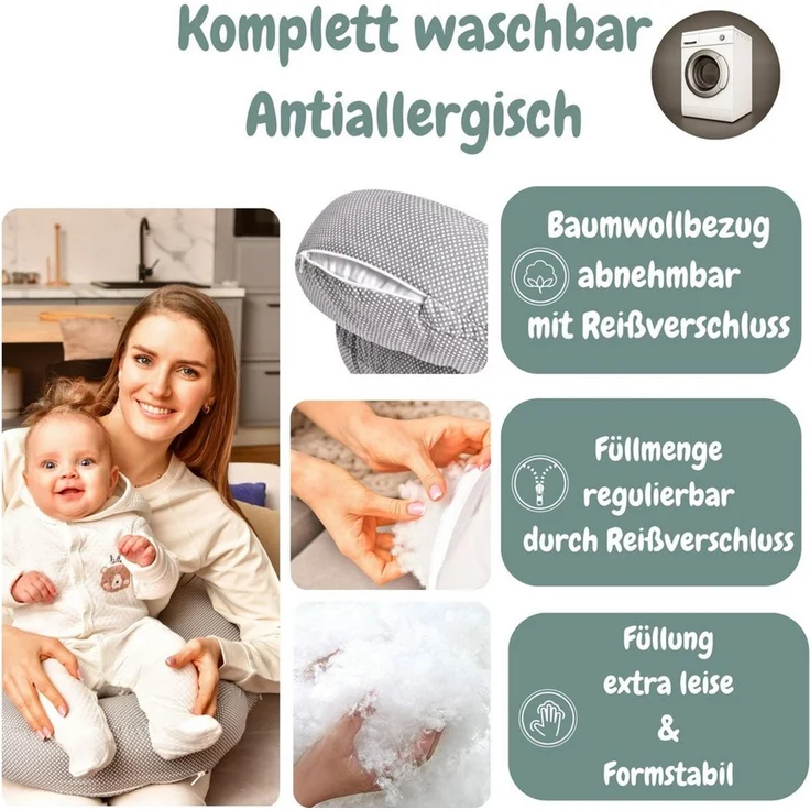 SEI Design Stillkissen Stillkissen mit verstellbarem Hüftgurt, entlastet Schultern und Nacken, zusätzliches Kissen als Barriere – Bild 3