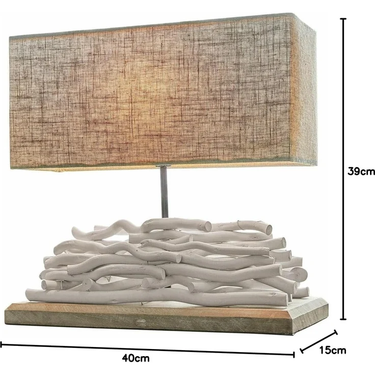 Mirabeau Tischleuchte Tischlampe Caribou leinen/weiß – Bild 7
