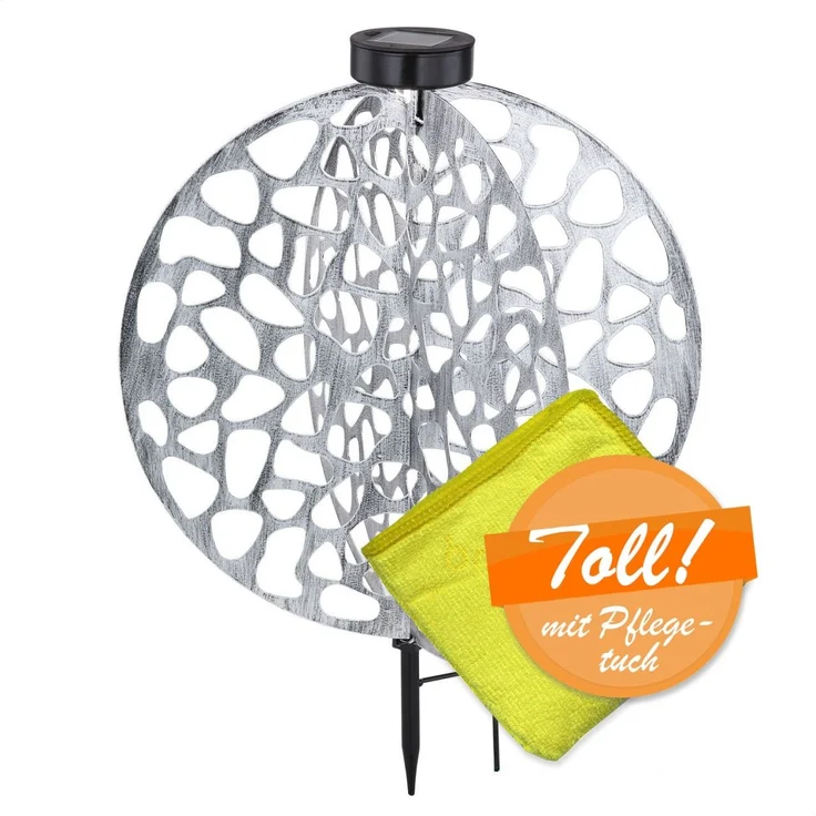 Solarleuchte Garten Scheibe Rund Solarlampe Außen Leuchte Solar mit Pflegetuch – Bild 8