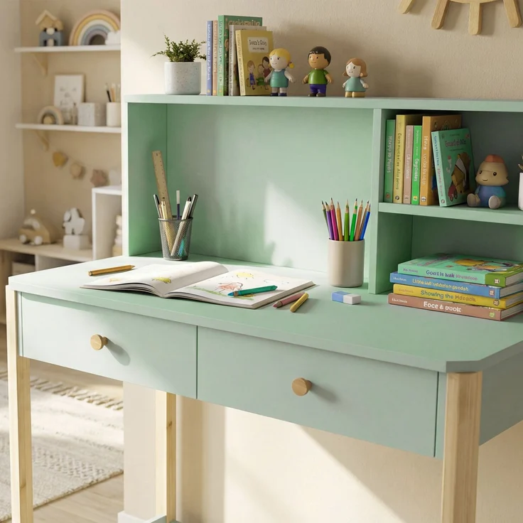 AIYAPLAY Kindertisch, MDF, Kiefernholz, Grün, 90L x 52B x 105H cm – Bild 9