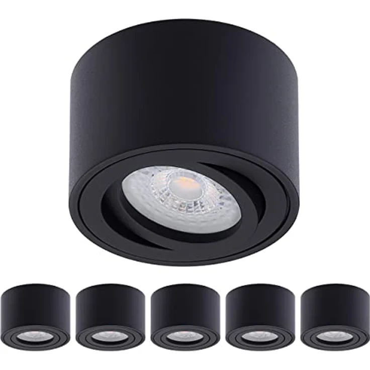 Oktaplex Lile Aufbauspot Set, 6 Stück, dimmbar, 4,8W, 2700K warmweiß, schwenkbar, schwarz, Aluminium – Bild 1