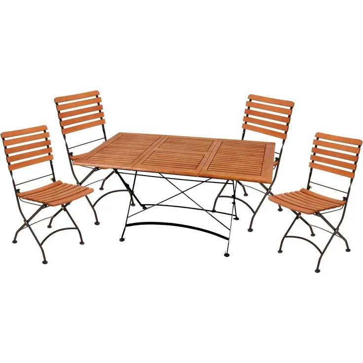 Tischgruppe WIEN, 5 teilig, Tisch, 4 Stühle, Eukalyptus